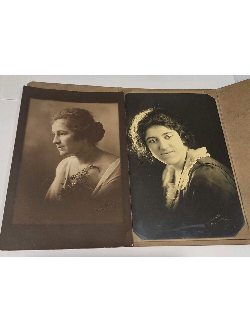 Vintage 1910s 1920s Photo Folder Lot 2pc Divine Studio Sacramento CA Edwardian